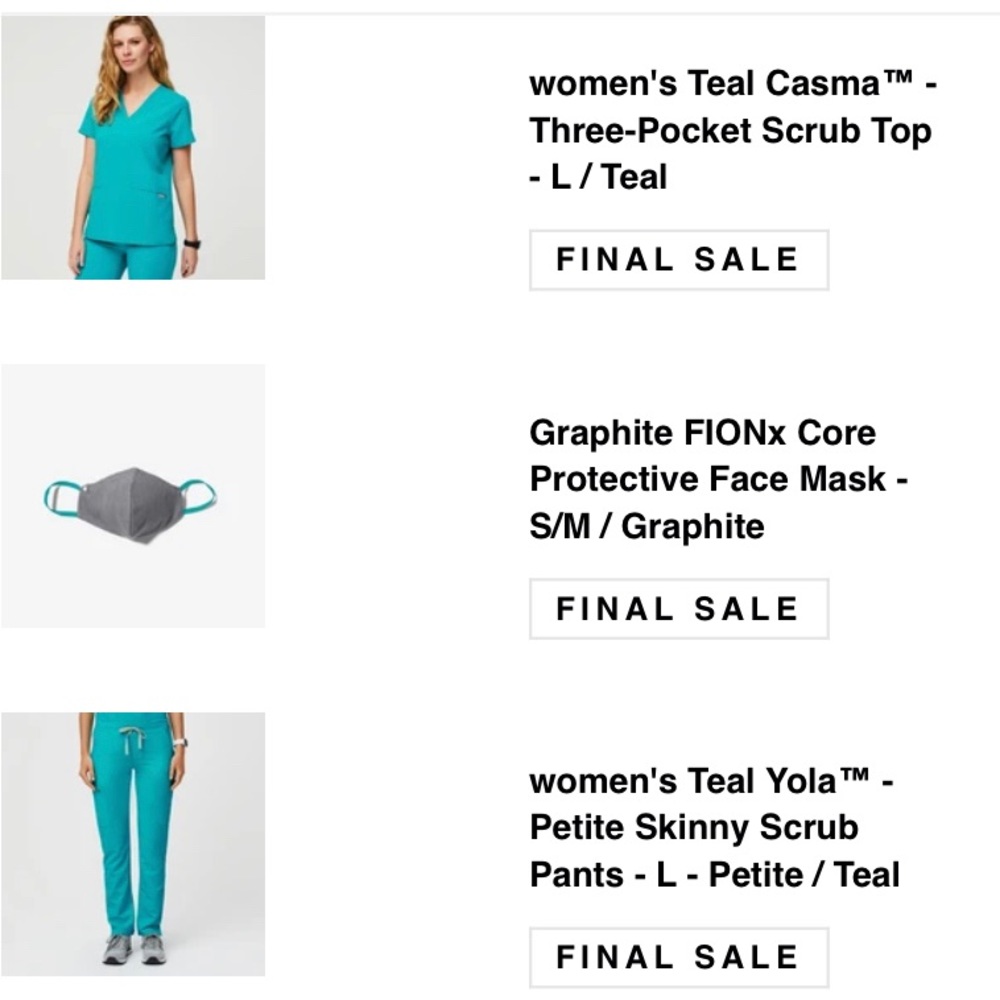 Teal Figs scrubs lot